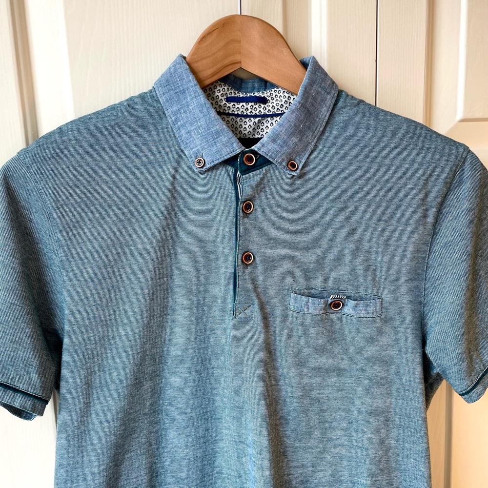 Ted Baker London Short Sleeve Polo Shirt Mens Medium (size 3)